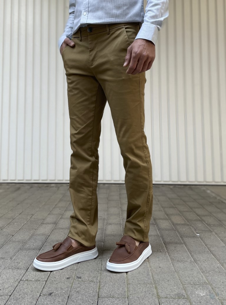 Trial ανδρικό ταμπά υφασμάτινο Chinos παντελόνι 24 LoganT φωτογραφία